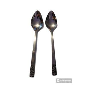 VTG CARLYLE Hong Kong stainless cameo pattern lot 2‎ teaspoons replacement